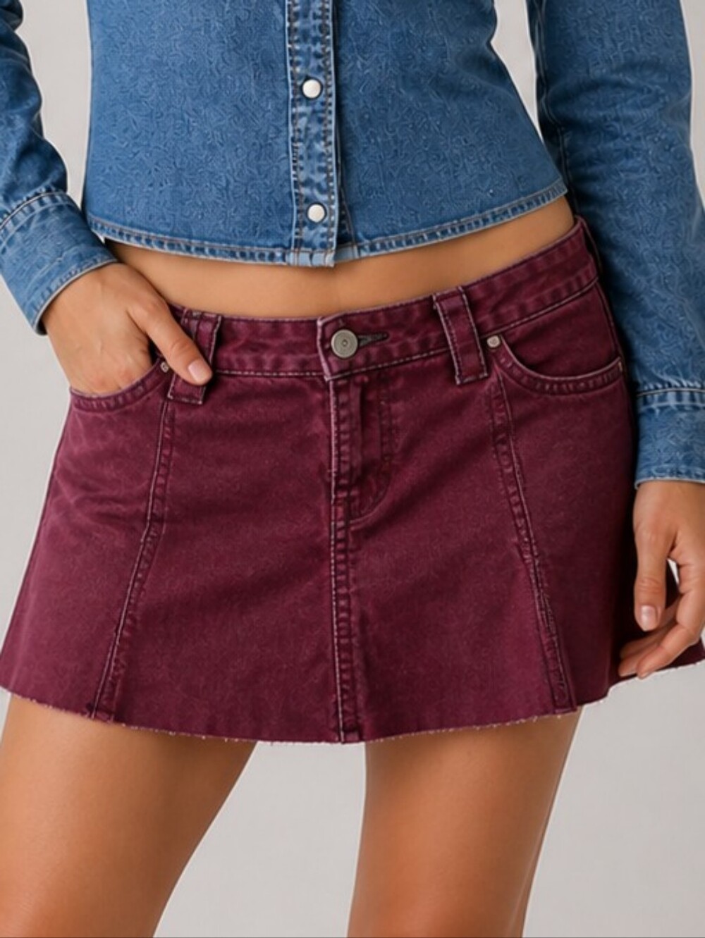 Drop Waist Ruffled Wild Fable Denim Skirt Size 10 - A Y2K Grunge Skirt Raw Hem